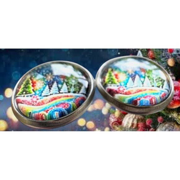 Christmas Tree Earrings New Festive Party Small Posts Winter Holiday Celebration - Picture 9 of 10